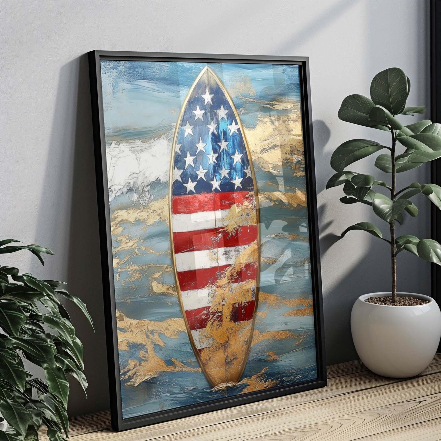 Surfing Artwork | USA Wall Art | Patriotic Wall Art | USA Poster | United States | Beach House Home Decor | Home Decor | Summer Art | USA