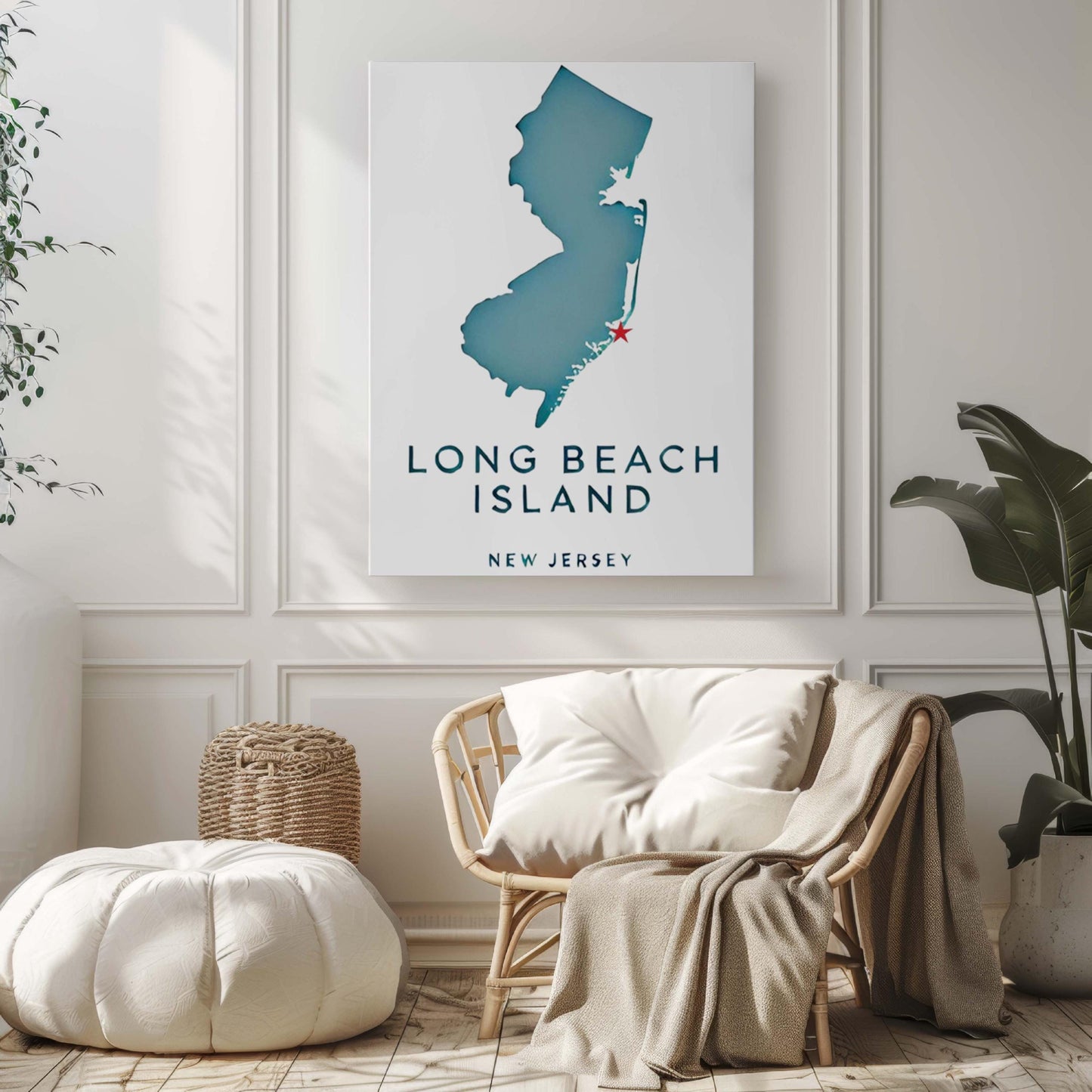 Long Beach Island Wall Art Print - New Jersey Coastal Decor, NJ Gift, Travel Poster, Housewarming & College Room Decoration