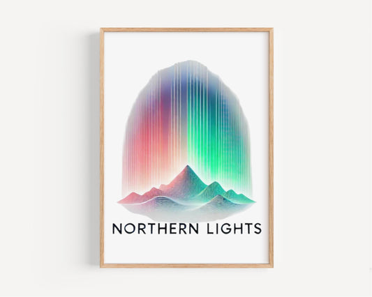 Northern Lights Wall Art Print - North Pole Travel Decor, Housewarming Gift, Stunning Aurora Borealis Home Art