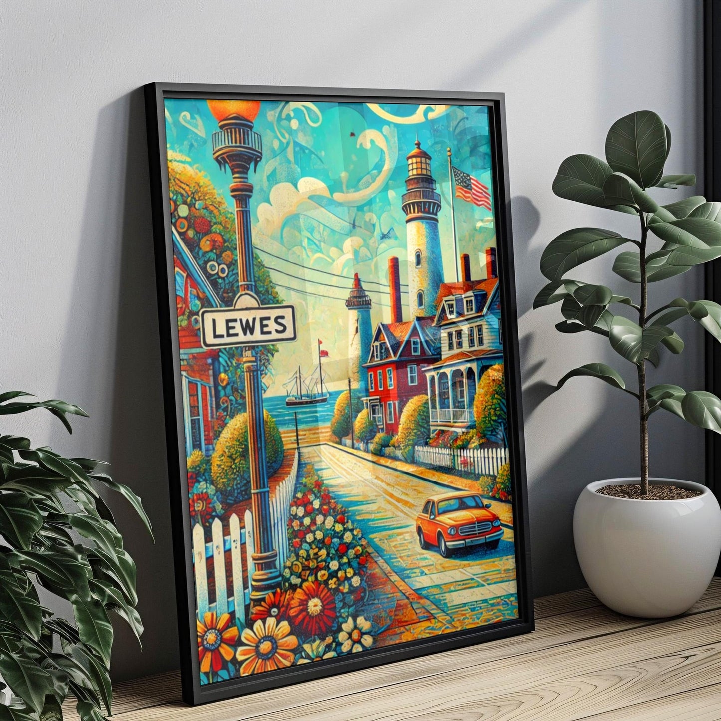 Wall Art Lewes Delaware Print Travel Poster USA Souvenir Home Decor Gift Housewarming Wall Decor
