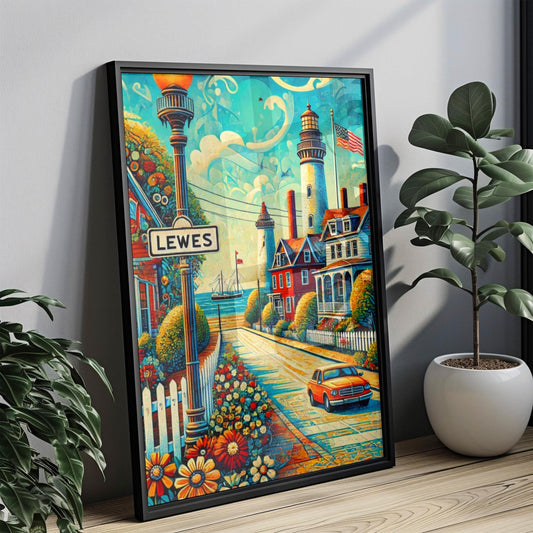 Wall Art Lewes Delaware Print Travel Poster USA Souvenir Home Decor Gift Housewarming Wall Decor