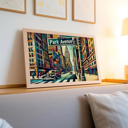 Manhattan Cubism Wall Art | Park Avenue Street Sign Print, New York City Travel Poster, Housewarming Gift, Modern Urban Decor