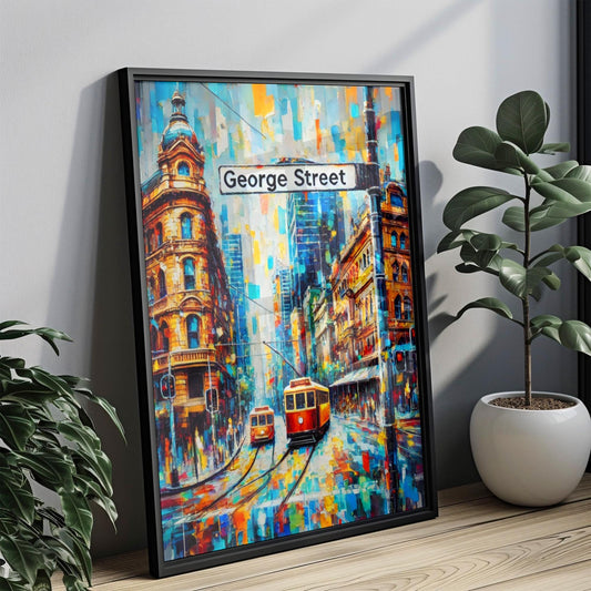 George St Wall Art Sydney Print Travel Poster Australia Gift Housewarming Decor Modern Urban Illustration