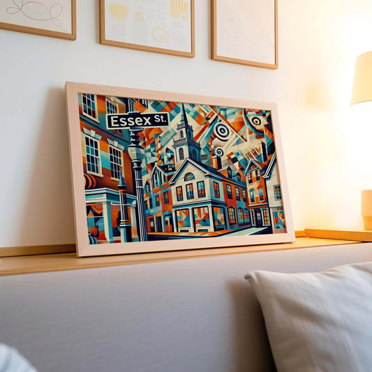 Salem Gift Essex Street Wall Art Print - Massachusetts Travel Poster, Salem Art Home Decor, Housewarming & MA Artwork