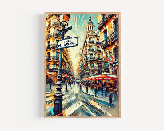 Madrid Calle Del Arenal Wall Art Print - Spain Travel Poster, Madrid City Decor, Housewarming Gift, Spanish Street, Travel Home Decoration