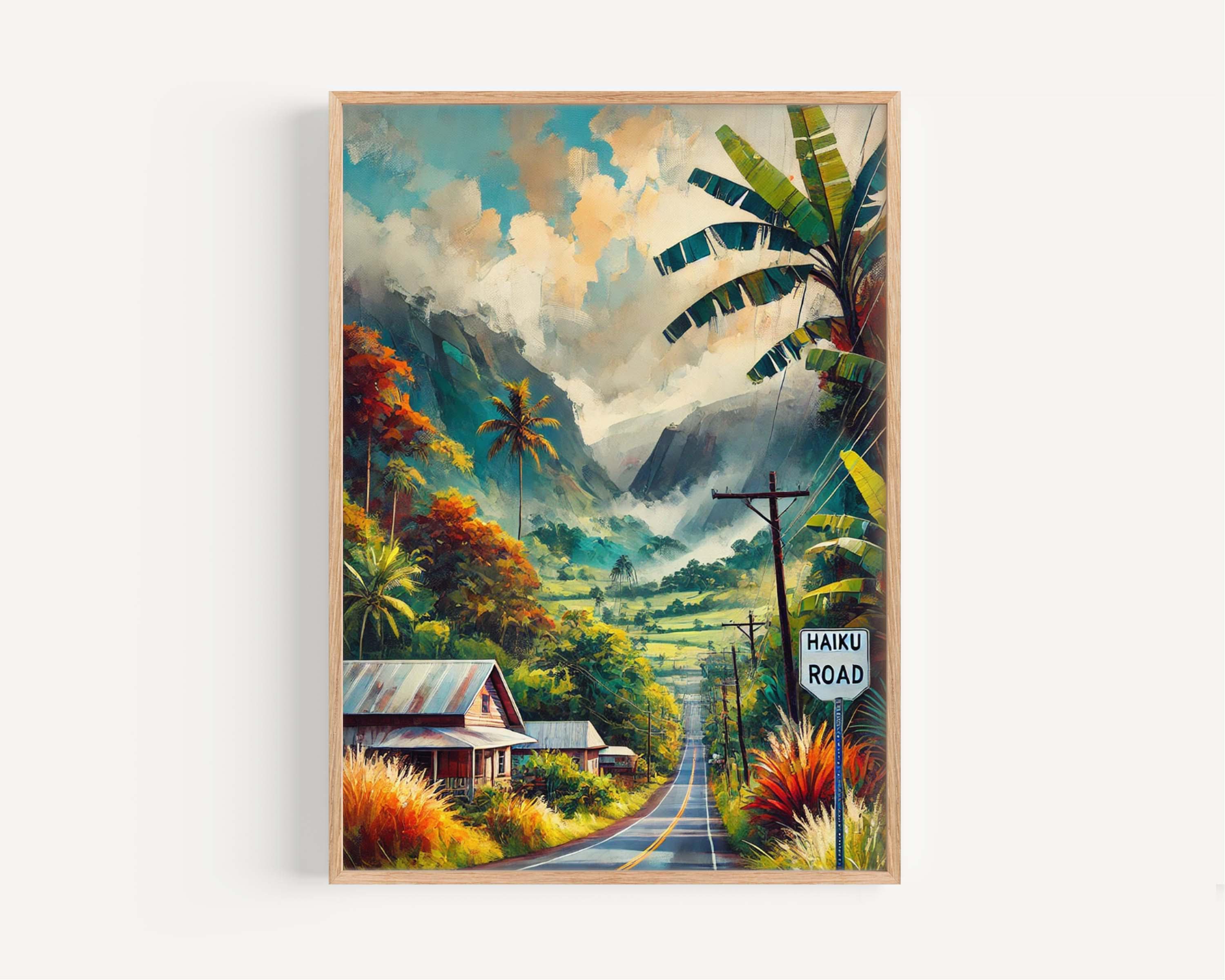 Haiku Road Print Maui Wall Art, Hawaiian Travel Poster, Housewarming Gift, Tropical Haiku Road Artwork, Maui Decor, Hawaii Print