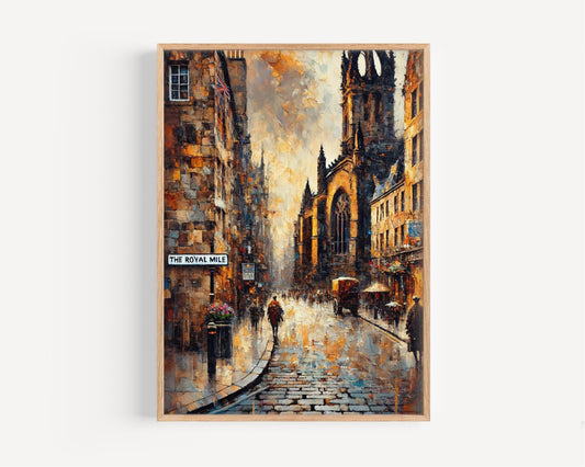 United Kingdom Art | Edinburgh The Royal Mile Wall Art Print | Cityscape Travel Poster | Scotland Decor | Housewarming Gift