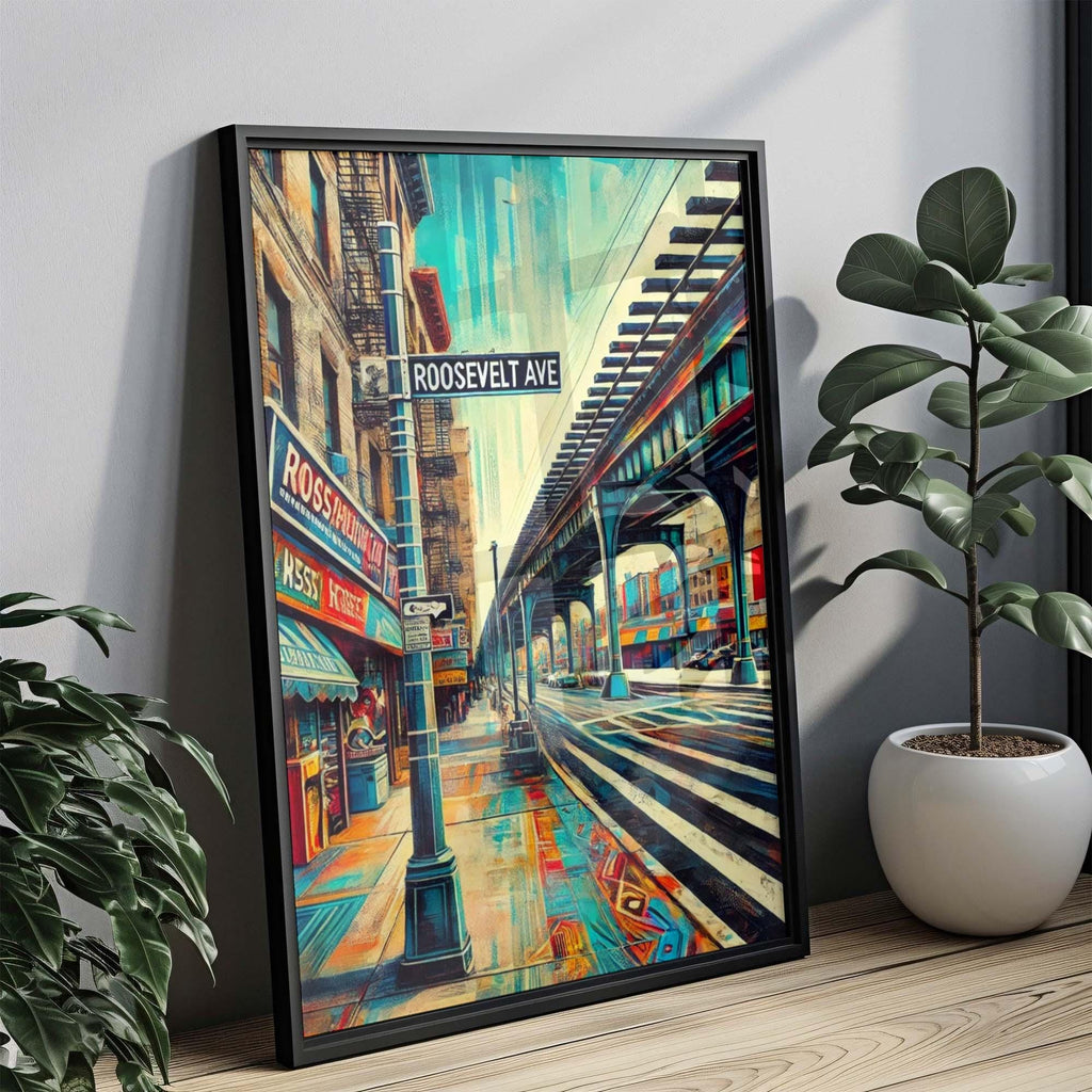 Roosevelt Ave Print - Queens Travel Poster, New York Wall Art, Housewarming Gift, NYC Map Decor, Roosevelt Avenue Artwork, Queens Gift Idea