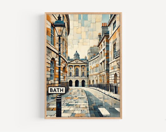 Poster UK Bath Wall Art Print – United Kingdom Travel Map & Souvenir Decor, Stylish Housewarming Gift Idea