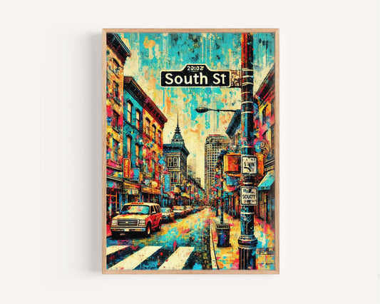 South St Print Philadelphia Wall Art, South Street Travel Poster, Philly Gift & Pennsylvania Home Decor, Housewarming Artwork