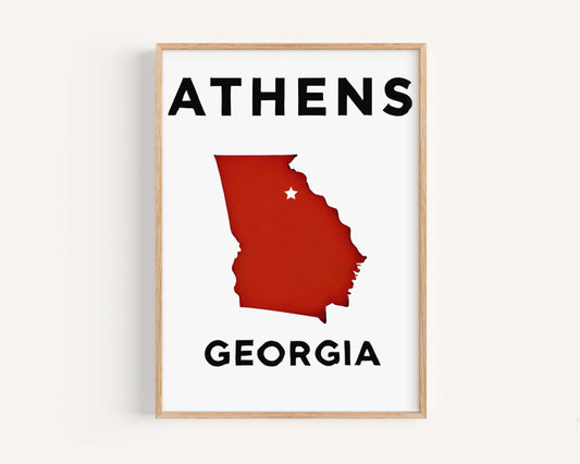 Athens Print - Athens Georgia Wall Art, Travel Decor, College Gift, Housewarming & Home Decoration, Unique Georgia Art Poster