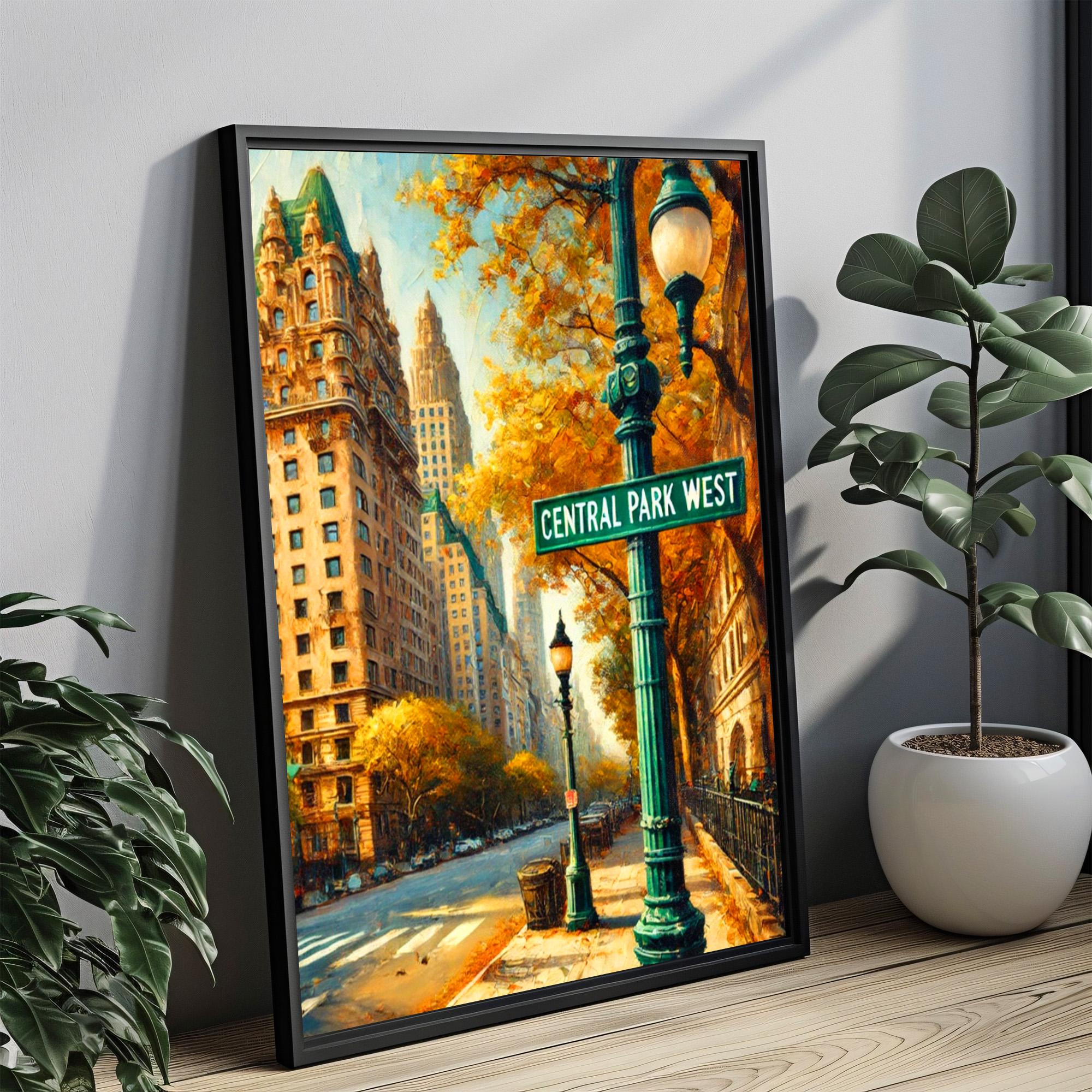 Central Park West Street Sign Print: Manhattan New York City Travel Poster