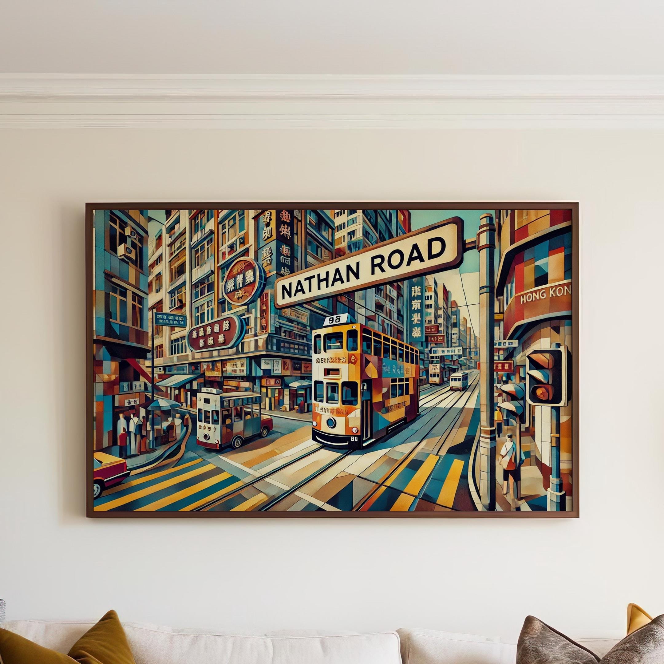 Nathan Road Print - Hong Kong Wall Art Travel Poster, Asian Artwork Gift, Housewarming & Home Decor, Nathan Rd Vintage Style