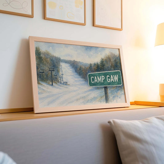 Camp Gaw Ski Resort Watercolor Art Print