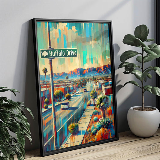 Art Buffalo Dr Wall Art Print, Las Vegas Travel Poster, Nevada Gift, Housewarming Decor, Buffalo Drive Travel Art, Western Wall Decor
