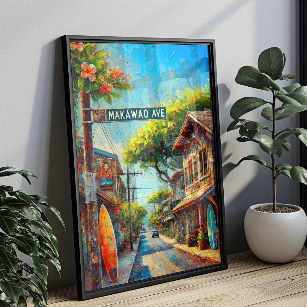 Makawao Ave Print - Maui Wall Art, Hawaii Travel Poster, Makawao Avenue Decor, Housewarming Gift, Honolulu & Maui Artwork