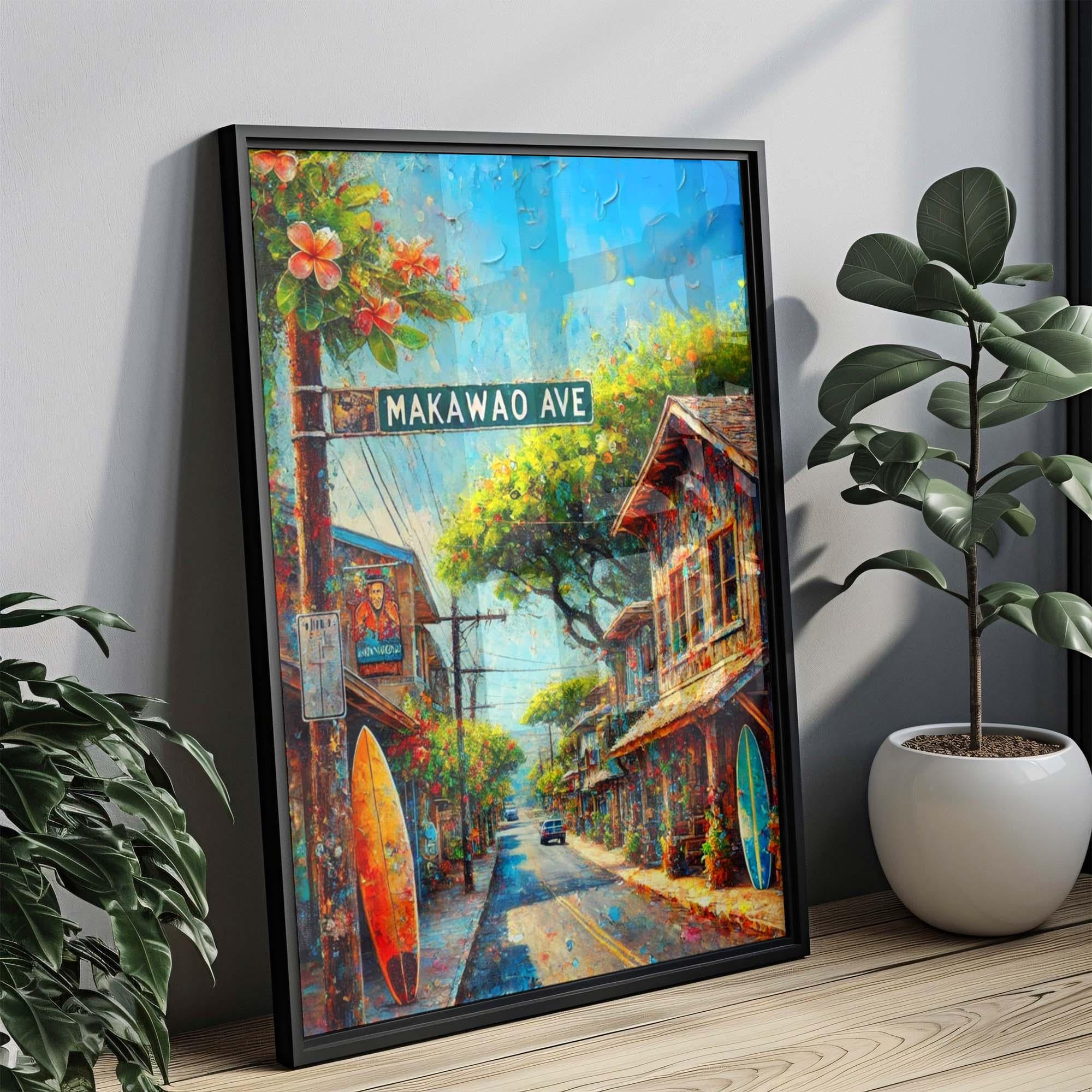 Makawao Ave Print - Maui Wall Art, Hawaii Travel Poster, Makawao Avenue Decor, Housewarming Gift, Honolulu & Maui Artwork