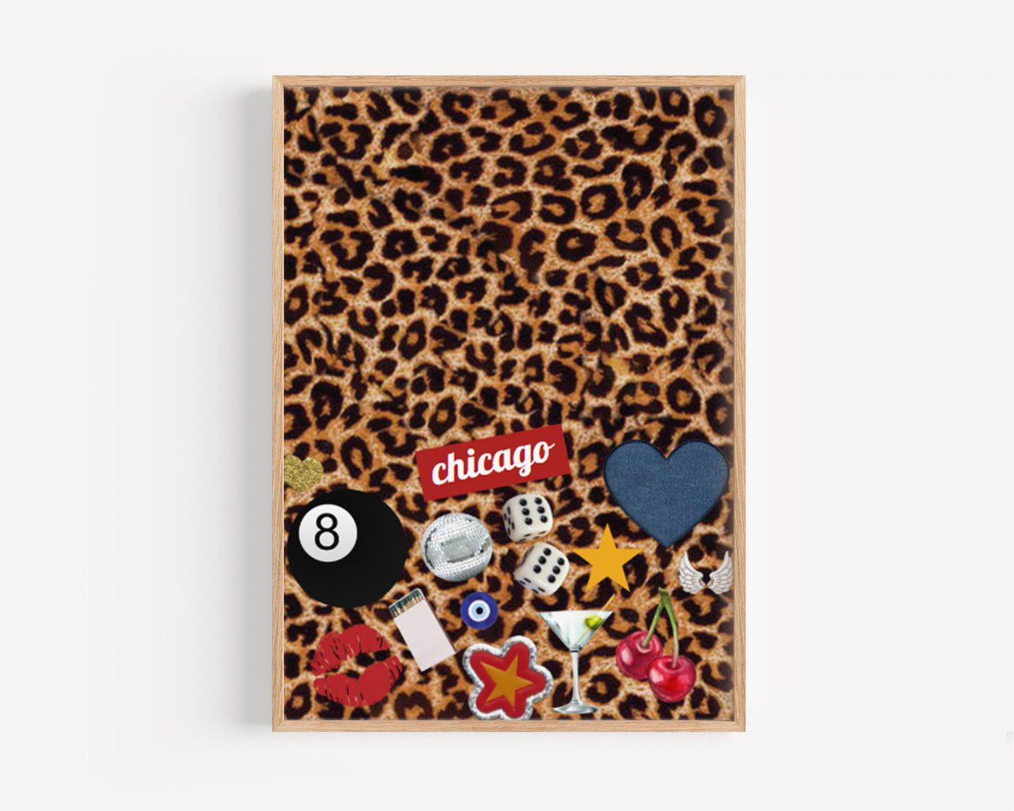 Dorm Art Chicago Cheetah Wall Print for College Girl Dorm, Travel & Home Decor, Housewarming Gift, Unique College Wall Artwork