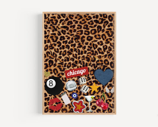 Dorm Art Chicago Cheetah Wall Print for College Girl Dorm, Travel & Home Decor, Housewarming Gift, Unique College Wall Artwork