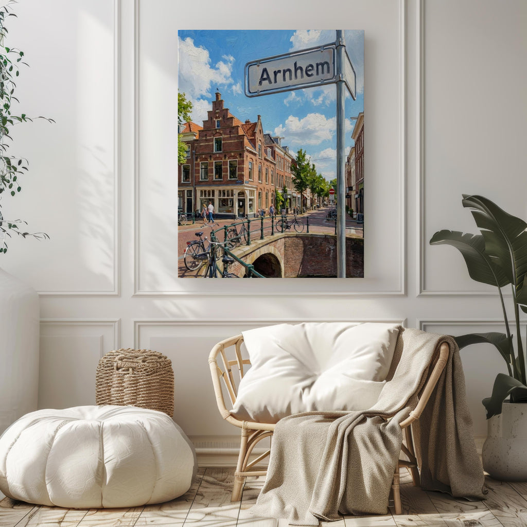 Arnhem Street Sign Wall Art Print: Historic Dutch City Travel Poster