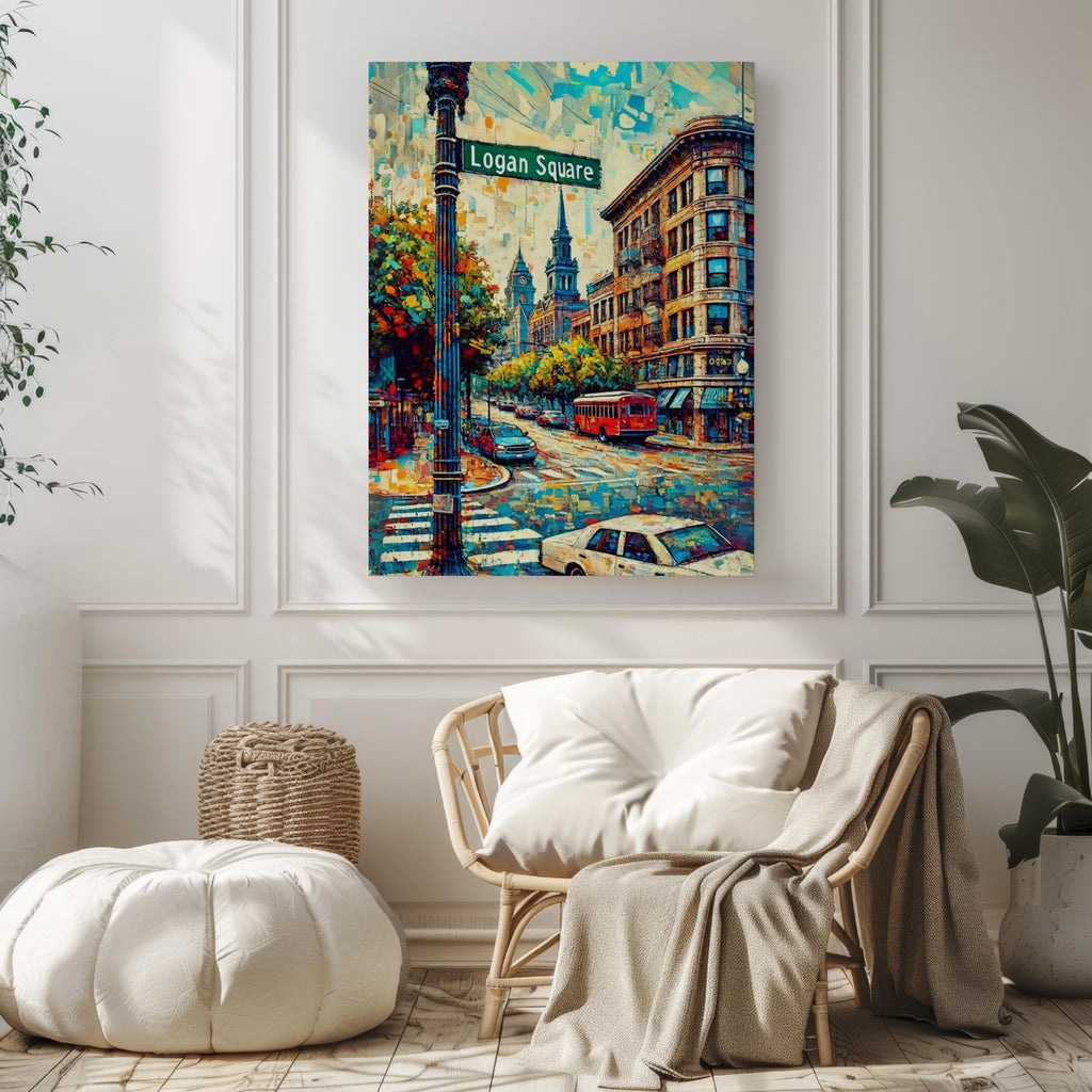 Logan Square Travel Print - Chicago, Illinois, USA