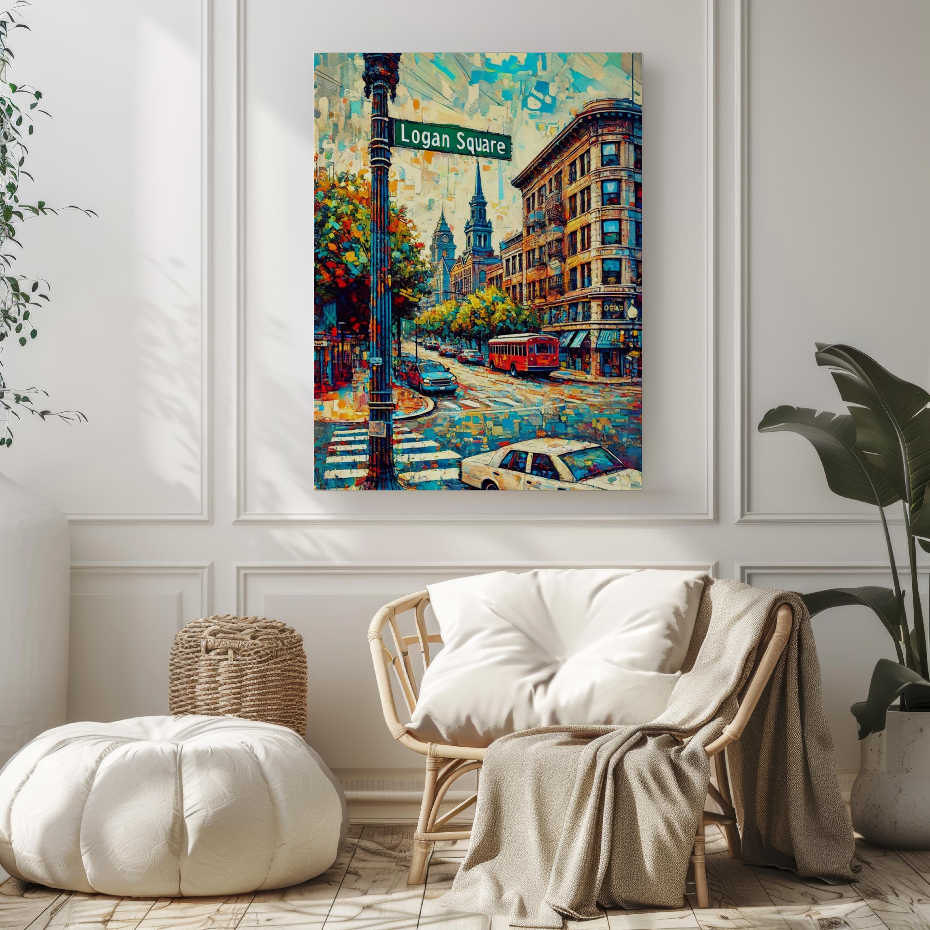 Logan Square Travel Print - Chicago, Illinois, USA