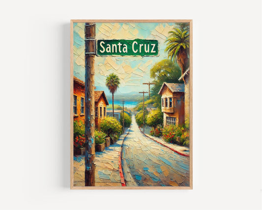 California Santa Cruz Wall Art, Travel Print, Coastal Home Decor, California Gift, Beach Poster, USA Souvenir, Housewarming Present