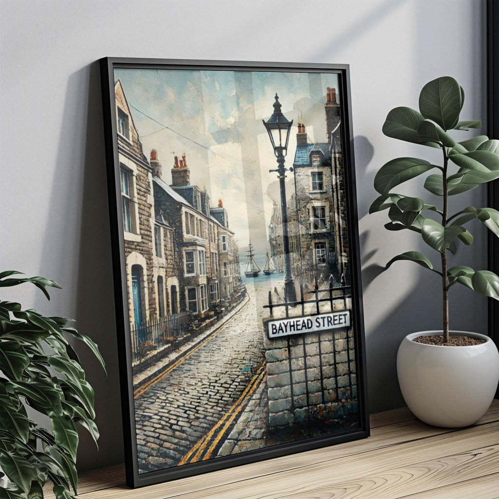 Bayhead Street Cubism Art Print: Stornoway Scotland Coastal Travel Poster