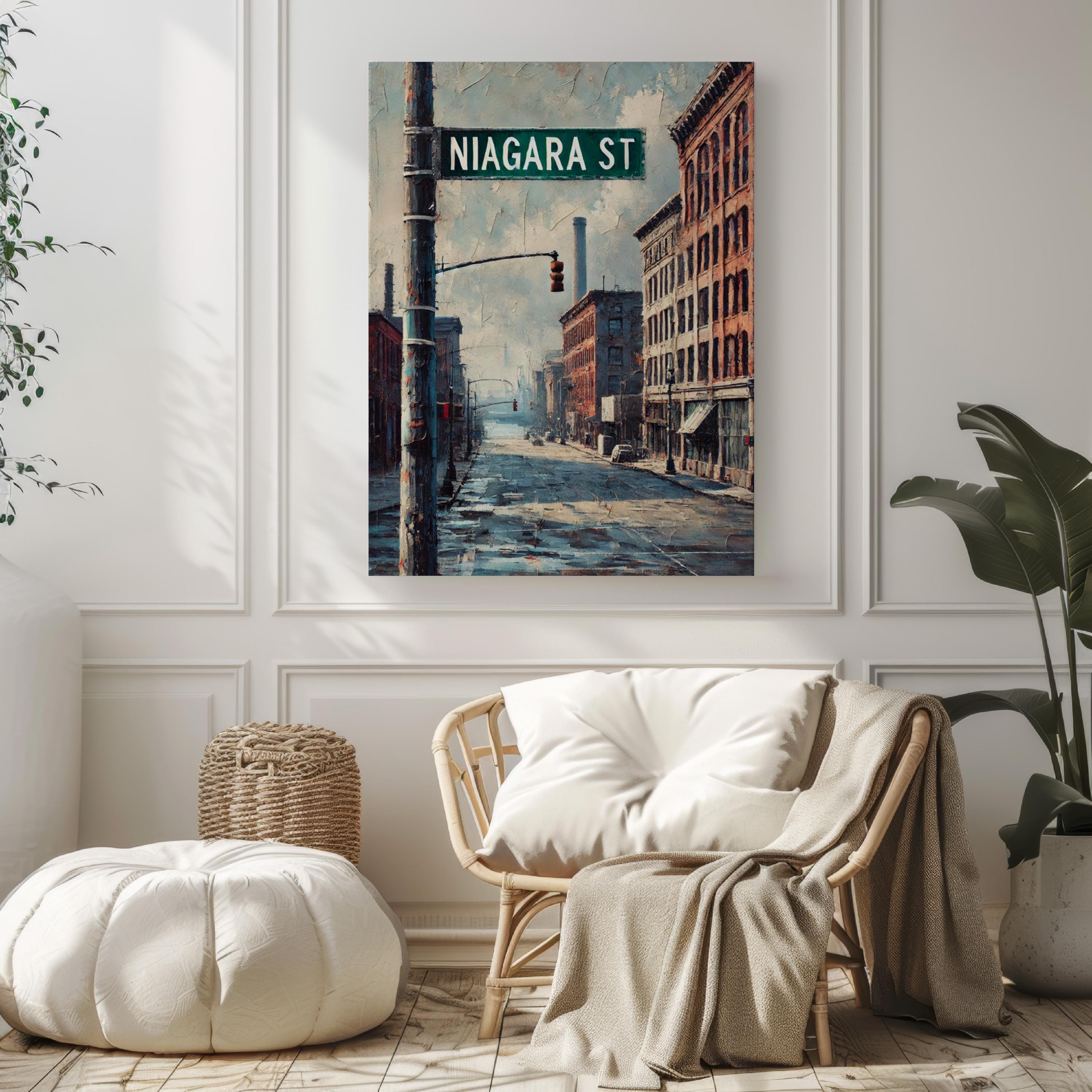 Niagara Street Vintage Print - Buffalo, New York, USA