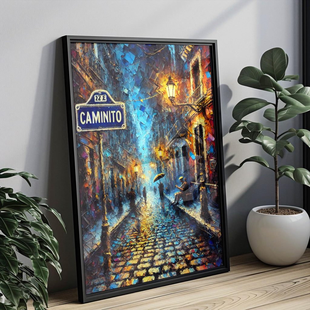 Caminito Oil Painting Art Print: Buenos Aires Argentina Street Sign Travel Poster