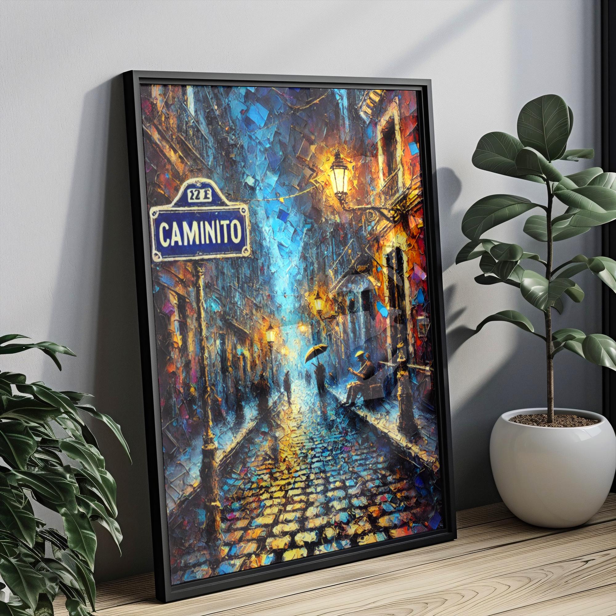 Caminito Oil Painting Art Print: Buenos Aires Argentina Street Sign Travel Poster