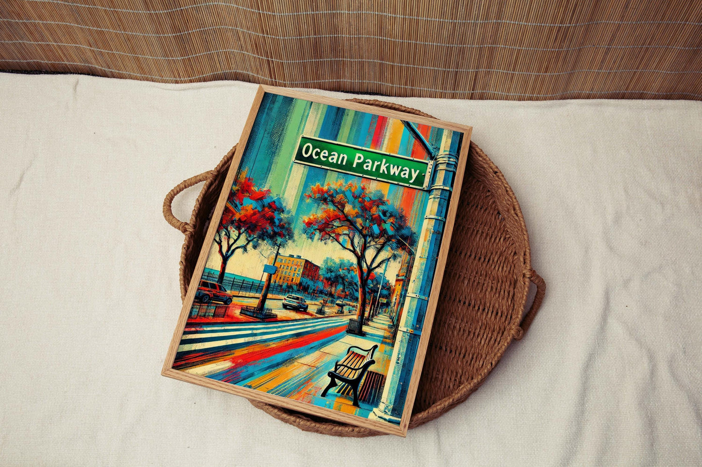 Ocean Parkway Print - Brooklyn Travel Poster Wall Art, New York City Gift, Housewarming Decor, Coastal Brooklyn Artwork, Modern Urban Print