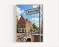 Arnhem Street Sign Wall Art Print: Historic Dutch City Travel Poster