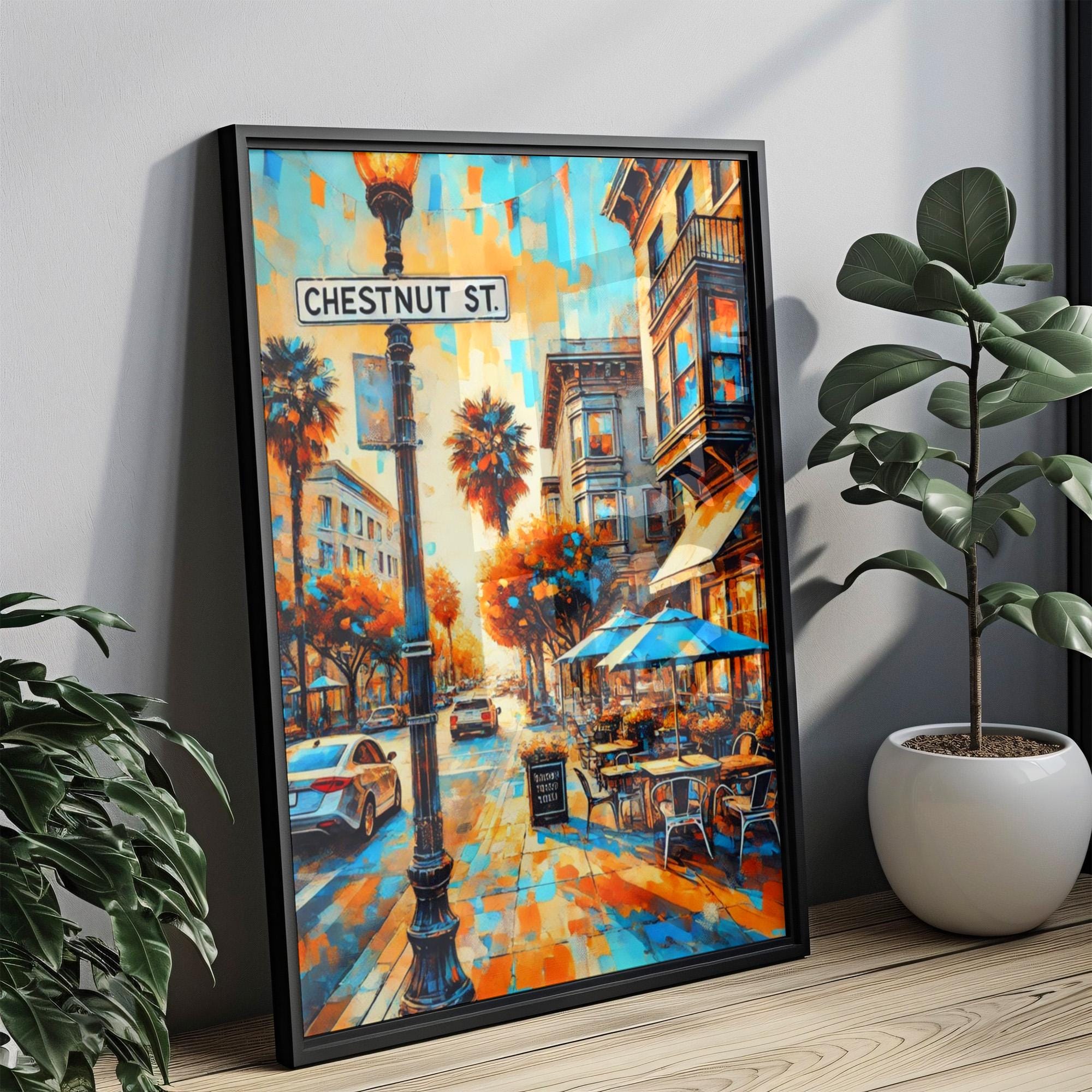 Chestnut St Wall Art, Chestnut Street Print, San Francisco Art, SF Gift, Travel Print, Travel Poster, Housewarming Gift, California Artwork