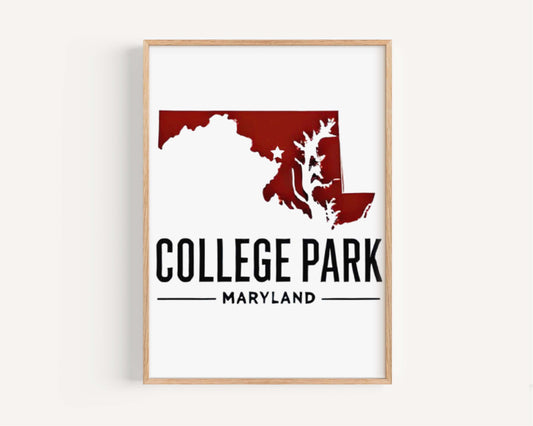 College Park Print Maryland Wall Art Travel Decor College Gift Housewarming Poster College Park Artwork