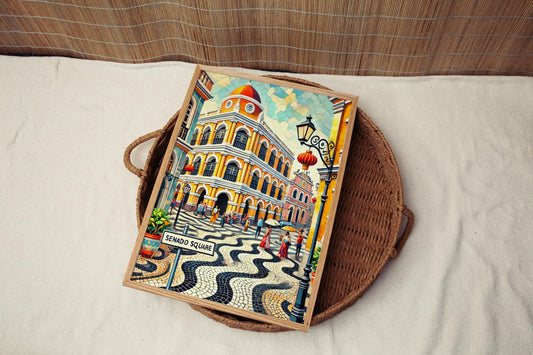 Macau Island Senado Square Wall Art Print, Asian Travel Poster, Macau Decor, Housewarming Gift, Asian Island Art, Travel Home Decoration