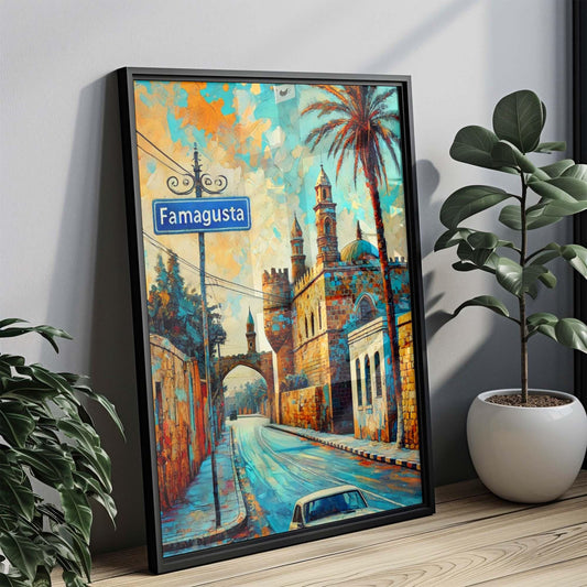 Famagusta Art Print: Cyprus Travel Poster, City Wall Decor, Europe Gift for Home & Housewarming, Mediterranean Style Artwork