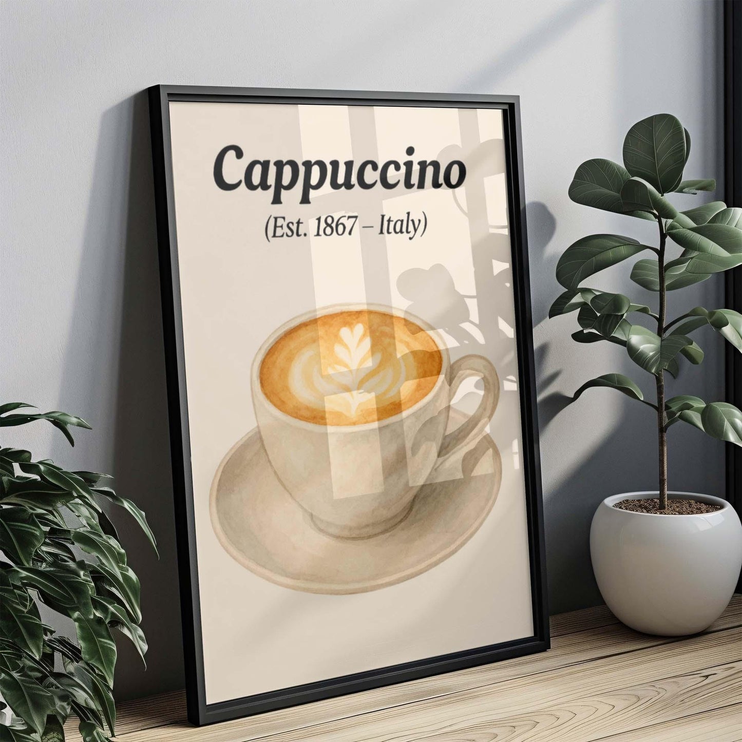 Latte Art Print: Cappuccino Coffee Wall Art for Kitchen