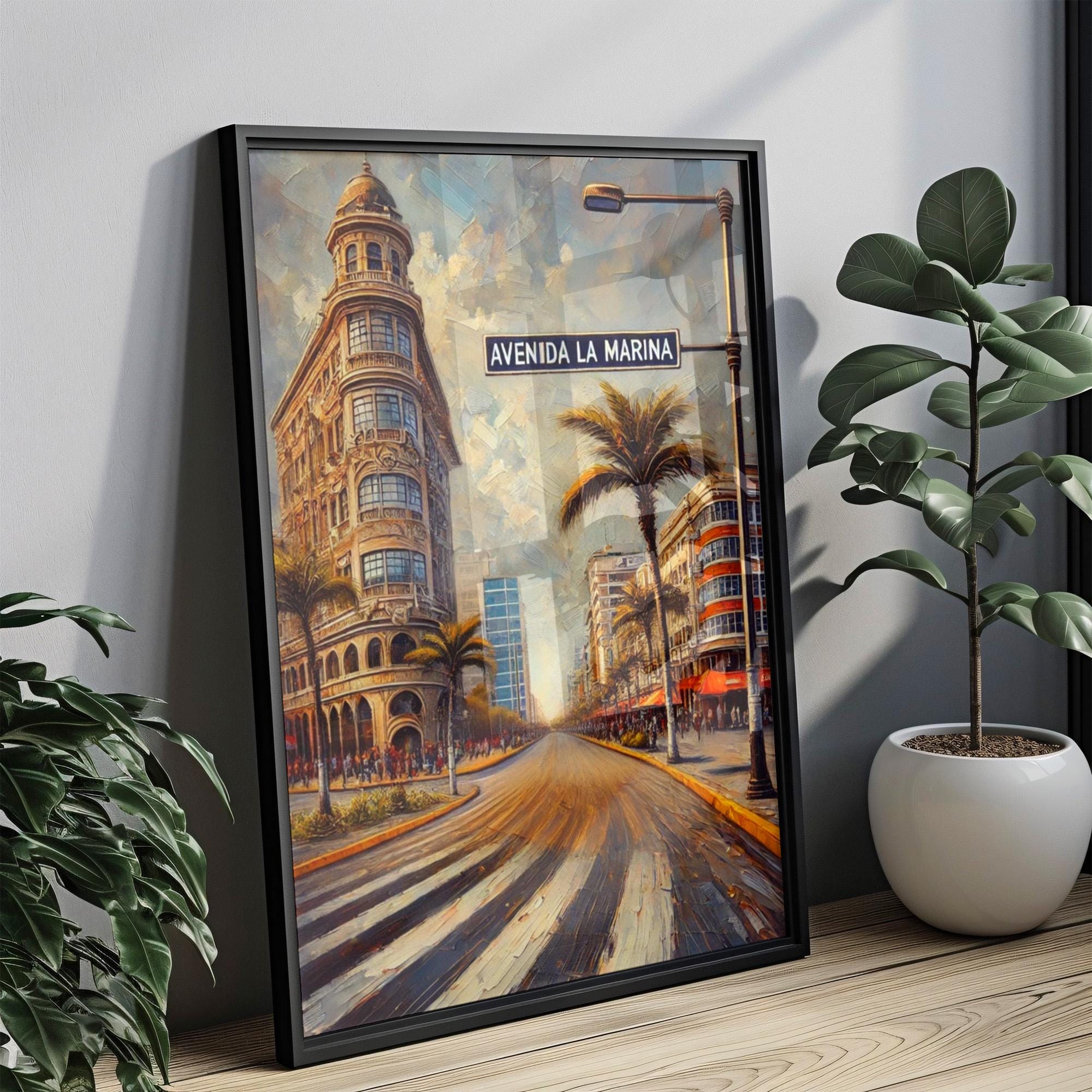 Avenida La Marina Wall Art Print - Lima Travel Poster, Peru Souvenir, Housewarming Gift, Modern Travel Print, Lima Art Decor