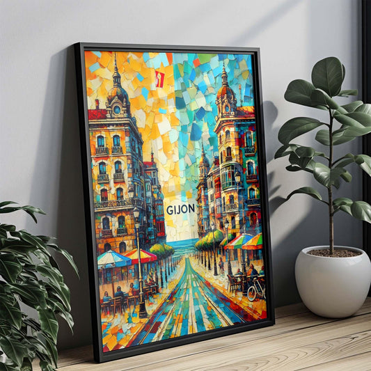 Gijón Art: Spanish Coastal Wall Art Print, Gijon Travel Poster, European City Decor, Housewarming Gift, Spain Beach Town Artwork