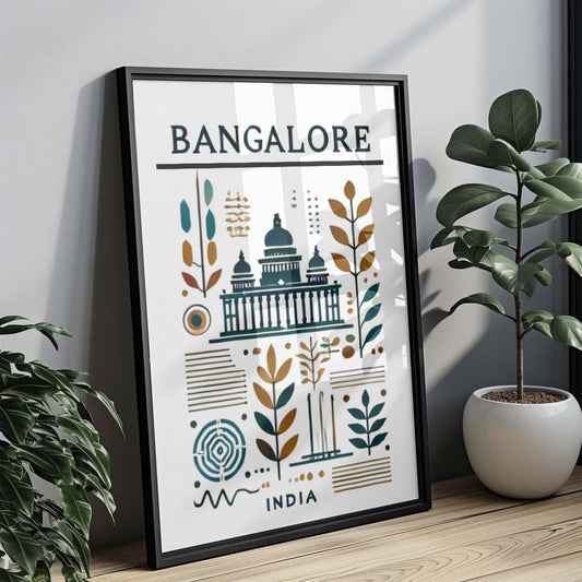 Bangalore Print: Modern India Wall Art Travel Decor, Home, and College Gift, Living Room & Housewarming Poster