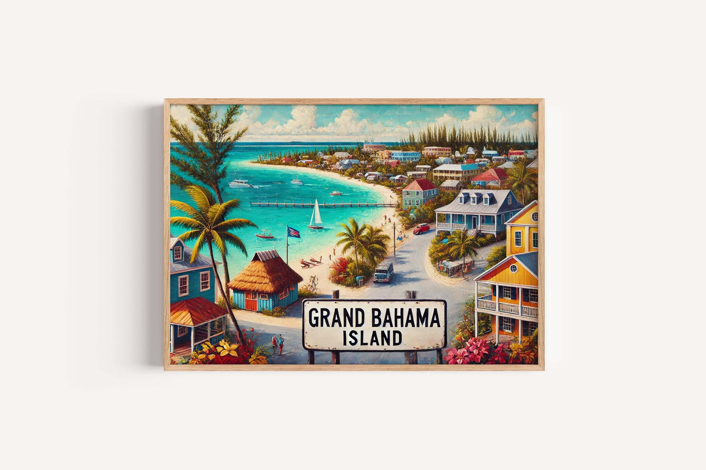 Grand Bahama Island Art Print, Tropical Beach Coastal Decor