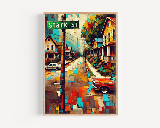 Portland Stark St Wall Art - Travel Print & Oregon Poster, Housewarming Gift, Portland Street Map Illustration