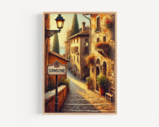 Italy Sirmione Wall Art Printable Travel Poster, Vintage Italy Map Decor, European Housewarming Gift, Italian Home Wall Print