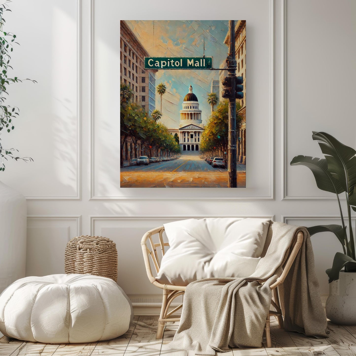 Sacramento Capitol Mall Wall Art - California Travel Print & Poster, Housewarming Gift, Sacramento Cityscape, California Art Decor