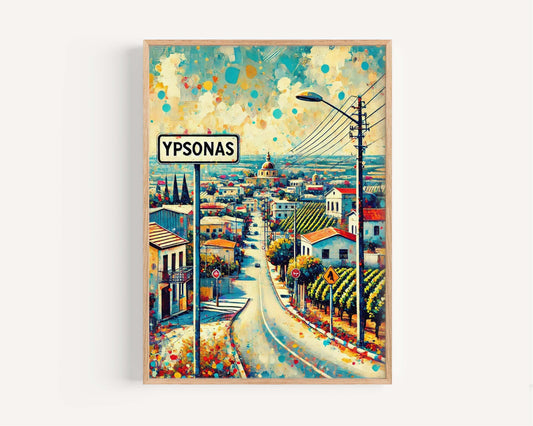 Ypsonas Art Print - Cyprus Travel Poster, Ypsonas Wall Art, European City Gift, Housewarming Decor, Modern Cyprus Artwork
