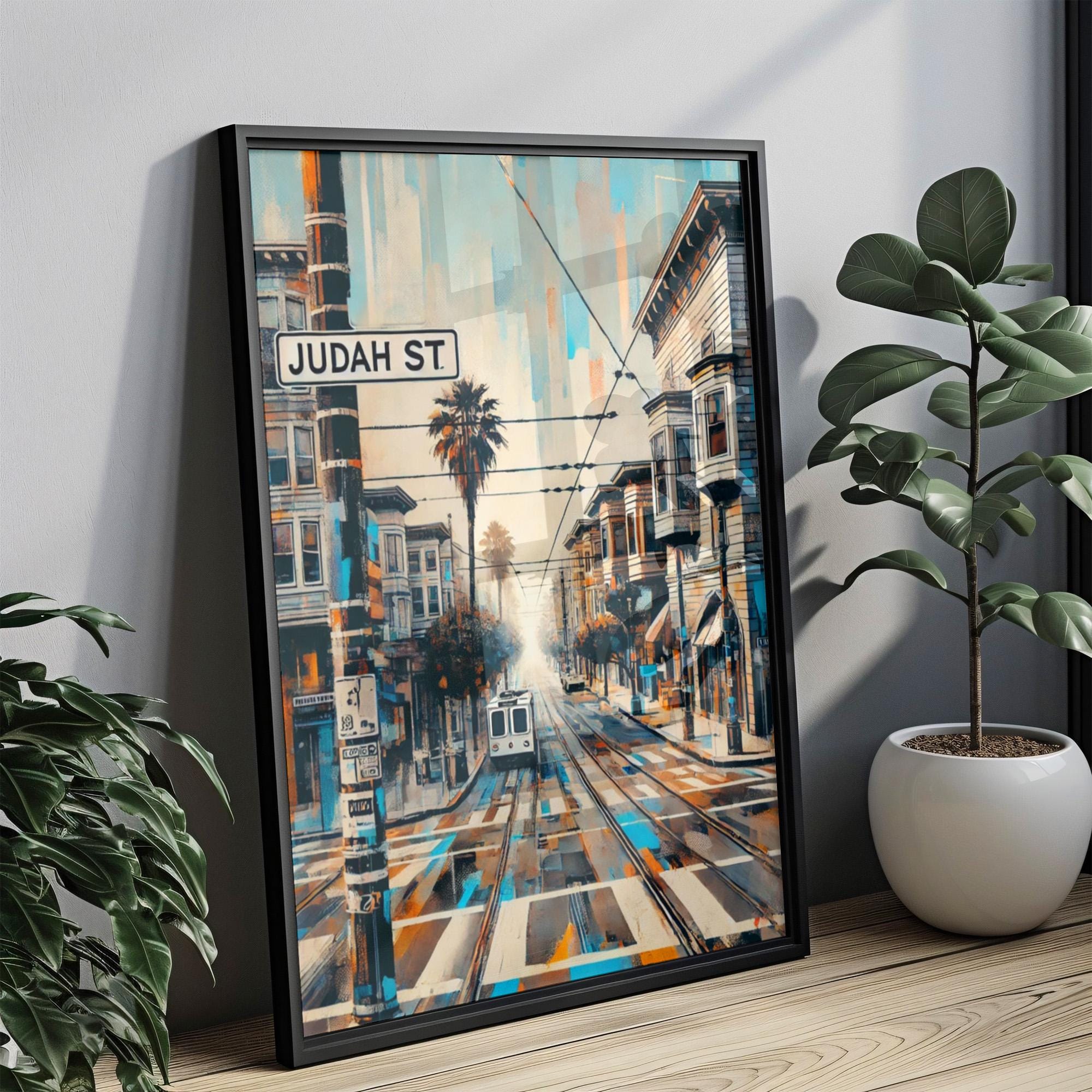 San Francisco Judah St Wall Art - Modern Travel Poster, California Street Print, Unique City Artwork, Housewarming Gift, San Fran Decor