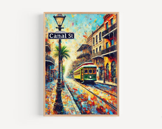 New Orleans Canal St Wall Art, Louisiana Travel Print & Poster, New Orleans Gift, Housewarming Decor, Louisiana Artwork,