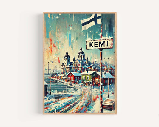 Kemi Art Print - Finland City Travel Poster, Modern Wall Art, Housewarming Gift, Scandinavian European Artwork, Kemi Wall Decor