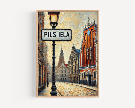 Pils iela Wall Art, Riga Print, Latvia Art, “City” Gift, Travel Souvenir, Travel Poster,  “State” Art, PERSONALIZED GIFT